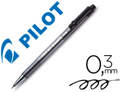 STYLO-BILLE PILOT BP-S MATIC CRITURE FINE 0.3MM 800M ENCRE CLASSIQUE RTRACTABLE CORPS TRANSLUCIDE RECHARGEABLE NOIR