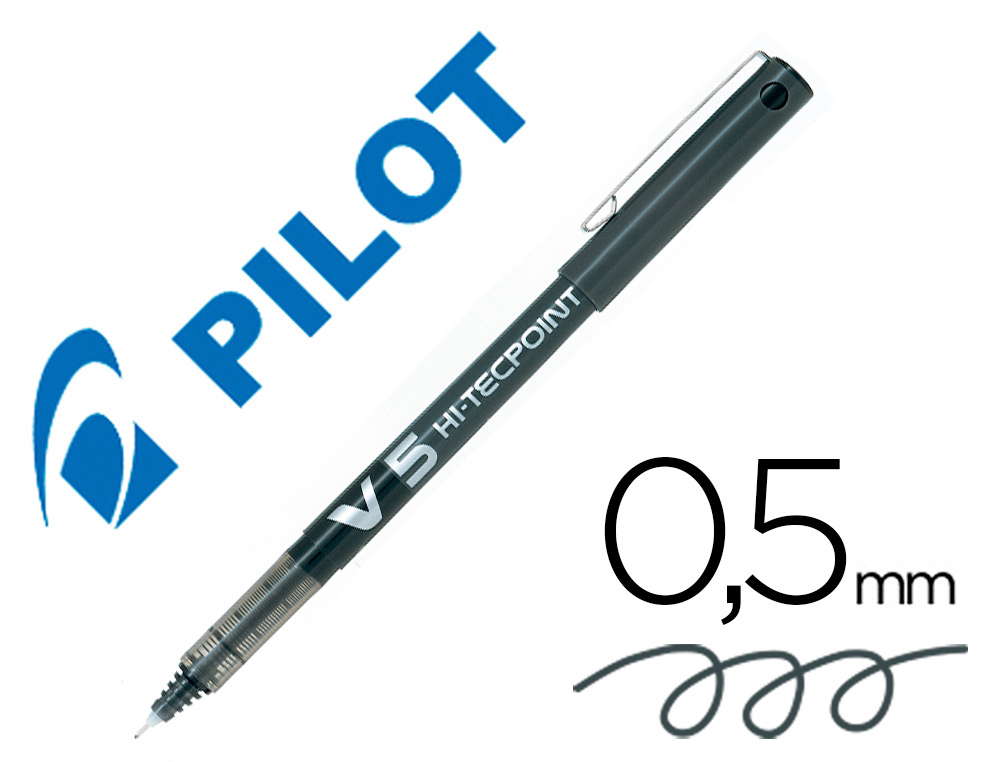 STYLO PILOT V5 CRITURE FINE 0.3MM CLIP MTAL ENCRE LIQUIDE NIVEAU VISIBLE POINTE INDFORMABLE COLORIS NOIR