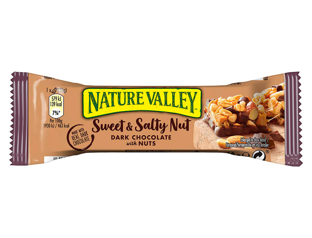 BARRE DE CEREALES NATURE VALLEY SWEET & SALTY CHOCOLAT NOIR ET NOIX 30G