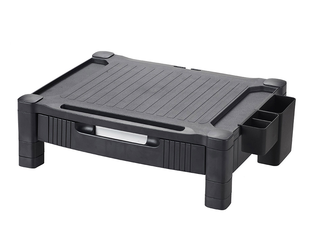 SUPPORT Q-CONNECT POUR MONITEUR/IMPRIMANTE HAUTEUR   REGLABLE 10,3CM A 13,3CM AVEC TIROIR 434X336X133MM COLORIS