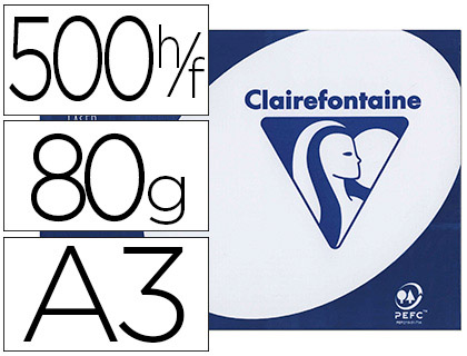 PAPIER CLAIREFONTAINE CLAIRALFA EXTRA BLANC A3 80G/M2 BLANCHEUR 170 OPACIT 93 RIGIDIT 135 500 FEUILLES