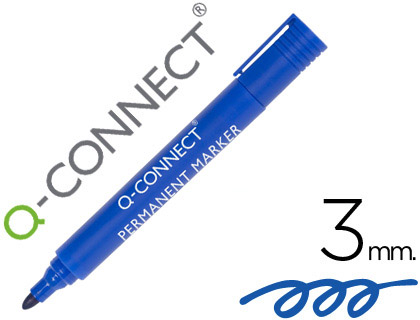 MARQUEUR Q-CONNECT PERMANENT POINTE OGIVE TRAC 3MM RSISTANTE CORPS PLASTIQUE COLORIS BLEU