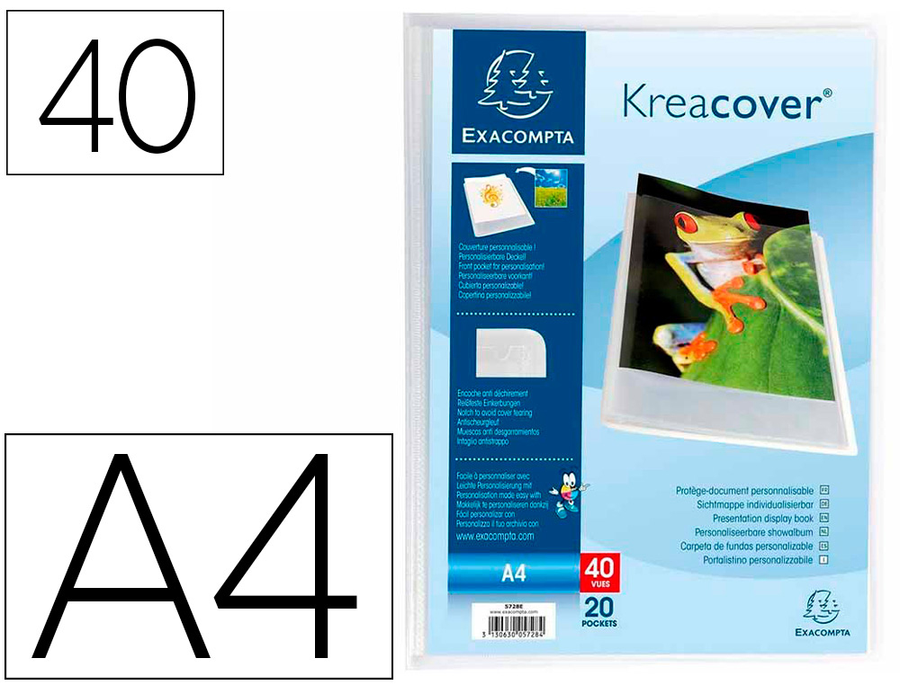 PROTEGE-DOCUMENTS EXACOMPTA KREACOVER CHROMALINE          POLYPROPYLENE SEMI-RIGIDE A4  24X32CM 40 VUES CRISTAL