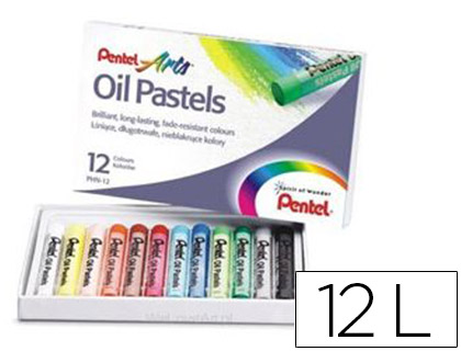 PASTEL HUILE PENTEL CORPS ROND ENROBAGE PAPIER NON SALISSANT DIAMTRE 8MM BOTE 12 UNITS